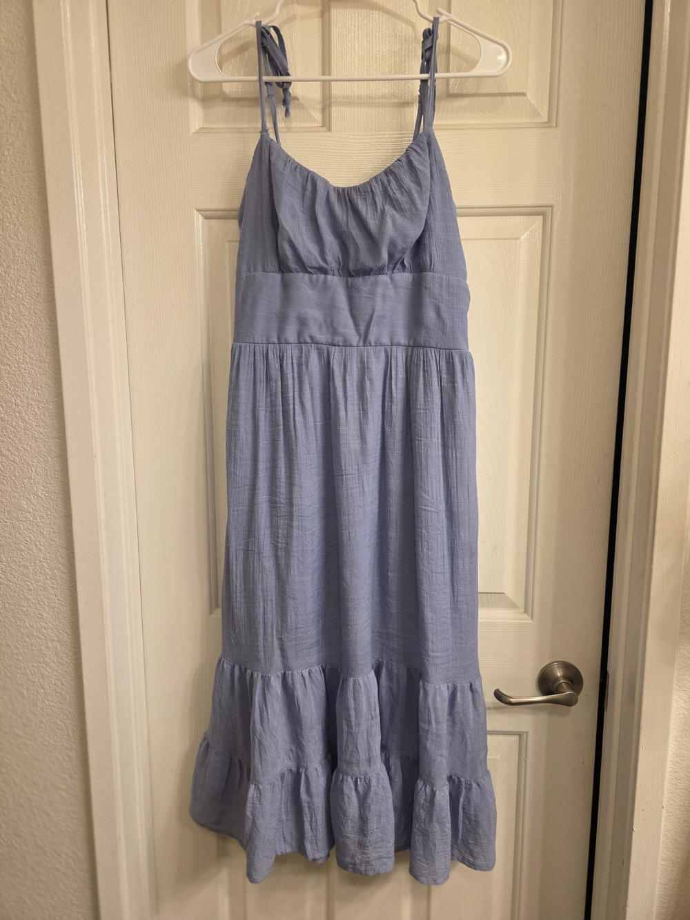Lily Rose Light Blue Tiered Tie-Shoulder Sundress